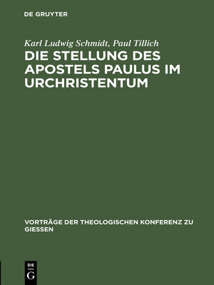 cover image of Die Stellung des Apostels Paulus im Urchristentum